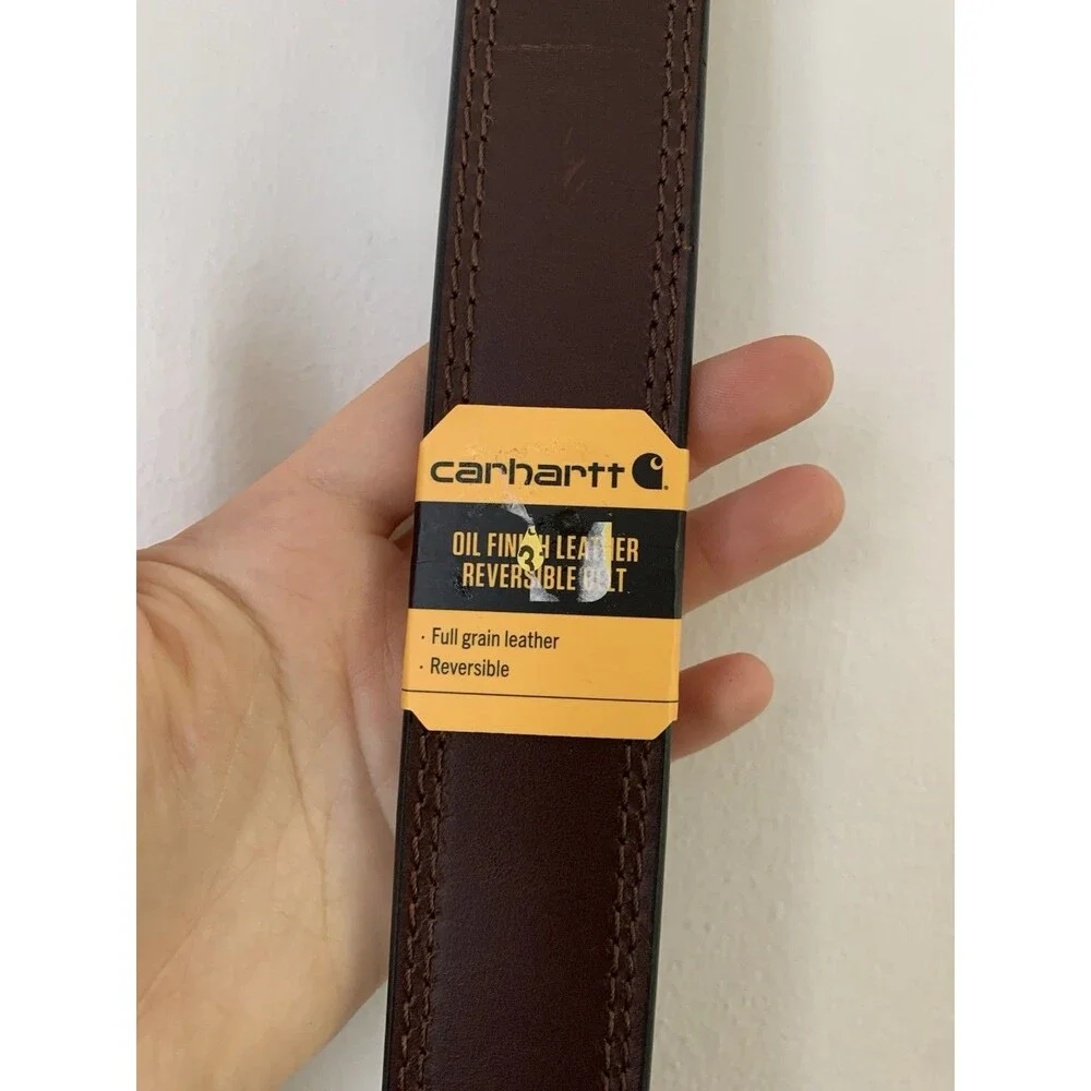 NWT Carhartt Men's Oil Finish Leather Reversible Belt Brown/Black - Size 42